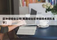 区块链硅谷公司[美国硅谷区块链技术团队名字]